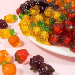 Private Label 3D Fruit Shaped Jelly Gummy Candy Pineapple Grape Strawberry OEM Custom Bulk Factory Direct Manufacturer