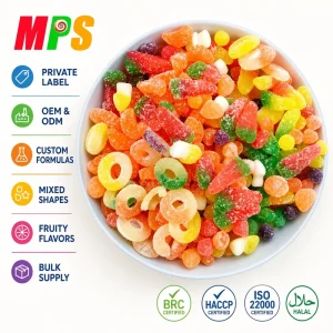 Private Label Assorted Fruit Flavors Halal Gummy Candy Fruit Jelly Candy Reliable Candy Supplier