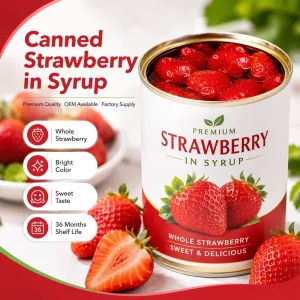 Private Label Canned Strawberry Whole in Syrup Natural Preserved Fruit Custom Packaging From Direct Manufacturer