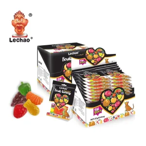 Private Label Halal Fruit Gummy Candy Fruit Shape Sour Sweets Chewy Candy for Box Pack