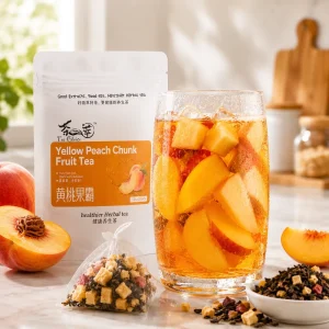 Private Label Organic Blended Yellow Peach Chunk Fruit Tea 25g Bagged Freeze Dried Caffeine Free 1000ml Cold Brew