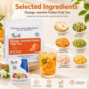 Private Label Organic Health Blended Freeze Dried Fruit Tea Orange Jasmine Flavor Caffeine Free No Additives Bagged