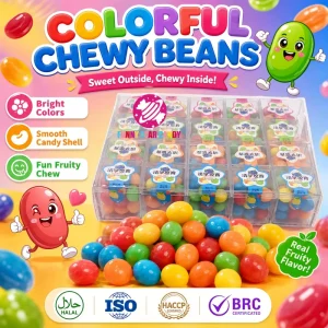 Private Label Sweet Rainbow Jelly Beans Custom Fruity Mini Chewy Soft Candy Beans for Kids
