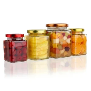 Recyclable Square Glass Jar Reusable Glass Container for Dry Fruit Nut Storage