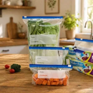 Refrigerator Vegetables Storage Resealable Clear PE Material Plastic Slider Zipper Bag