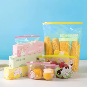 Reusable Food Grade Airtight Zipper Seal Plastic Storage Bags Freezer Safe for Kitchen Food Preservation