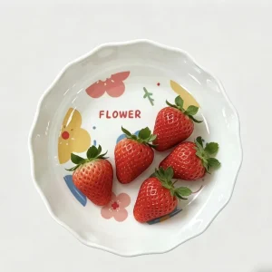 Reusable Melamine Snack Bowl Cute Cherry & Flower Print Fruit Tray for Kitchen