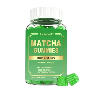 Rosebest GMP Certified Customizable OEM Private Label Natural Watermelon Flavor Sugar Free Organic Matcha Extract Gummies