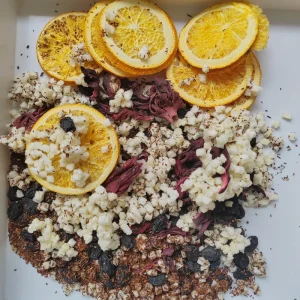 Roselle Rooibos Fruit Tea with Dried Roselle Raisins Dried Orange Slices Pear Dices South African Rooibos Caffeine Free Drink