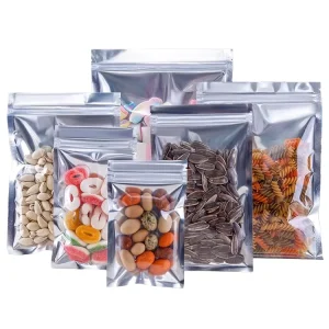 Semi Transparent Aluminum PE Ziplock for Food Packaging Bags for Tea Flower Dried Fruit Pet Food Pizza Sugar & Snacks