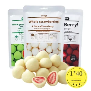 Solid Whole Freeze-Dried Fruit Strawberry Chocolate Filled Matcha Cocoa Milk Rose Flavor White 60g Children’s Gift