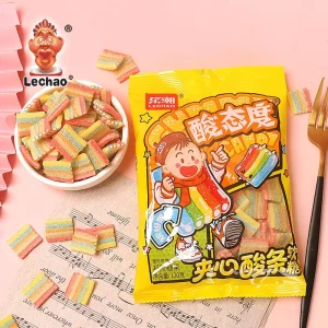 Sour Candy Manufacturers Liquorice Candy Colored Sour Belt Shaped Chewy Gummy Candy with Filled in Bag Pack