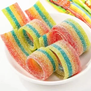 Sour Fruity Stick Candy Rainbow Fruit Q Soft Candy Sweet and Sour Juice Long Strip Rainbow Gummy Snack