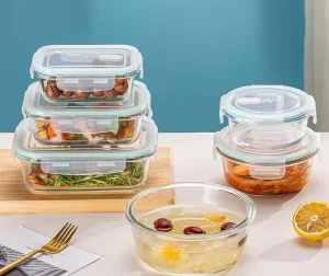 Square Round Borosilicate Glass Bowl Large Capacity Bento Lunch Box Microwave Oven Students Storage Fresh Keeping Container