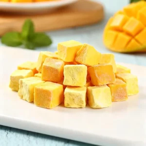 Steam Sterilized Premium Freeze Dried Fruit for High End Snacking and Gourmet Gifting of Whole Mango Cubes