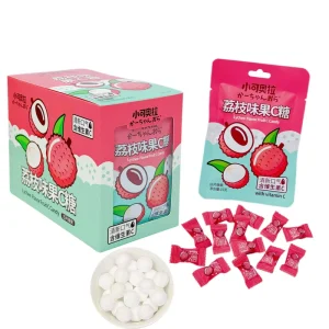 Sugar Free Vitamin C Lychee Flavor Mint Candy Fruity Flavor Fresh Breath High quality Factory Price Bagged Tablet Candy Kolajoy