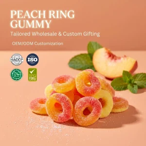 Super Sour Apple Ball Fruity Flavored Sweet Gummy Candy Snacks Peach Scented 1000g Bag