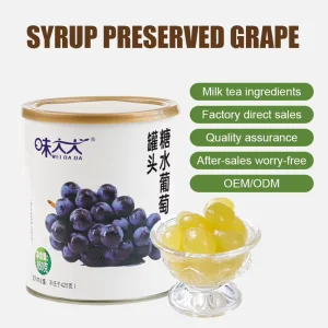 Sweet Canned Grapes in Light Syrup Seedless Whole Grapes Preserved Fruit for Bakery Catering Dessert Toppings