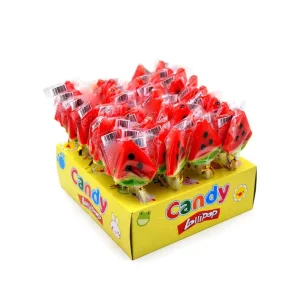 Sweet Fruit Flavors Watermelon Shape Hard Lollipop Candy