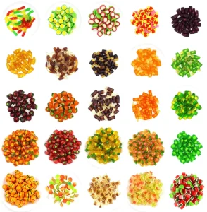 Sweet Fruity Flavored Sugar Gummies Halal Box Packaging Fruit Sweets Candy
