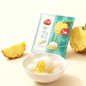 Sweet Pineapple Fruit Tangyuan with Real Fruit Pieces Refreshing Frozen Dessert in Bag for Children