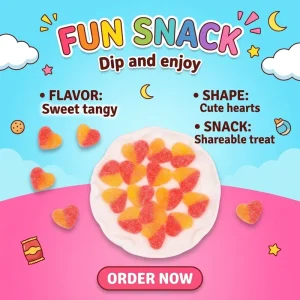 Sweet Sour Peach Gummy Candy Heart Shaped Chewy Soft Jelly Confectionery Bulk for Retail
