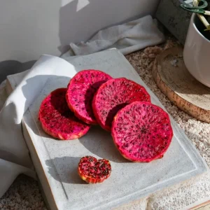 Sweet Tasting Water Preserved 50kg Dried Dragon Fruit Slices Powder Open Air Cultivated 10% Moisture FD Drying