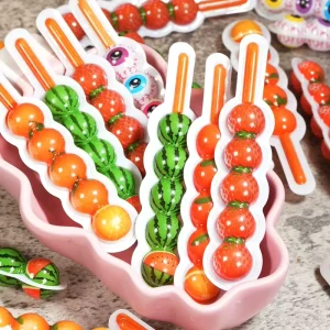Sweets Fruit Flavor Soft Candy Lollipop String Gourd Shape Jam Filled Chewy Gummy Candy