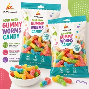 Sweets Sour Worms Gummies Candies Oem Jelly Manufacturer Super Sour Gummy Worms Candy
