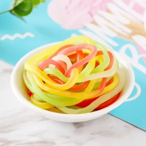 Taimiao Multicolor Fruit Flavor String Gummy Candy Retro Elastic Rope Chewy QQ Assorted Rainbow Strip Jelly Sweets Children