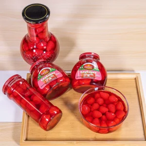 Tasty Strawberry in Tin Jar Healthy and Natural Preserved Fruit in Syrup Canned Fruits