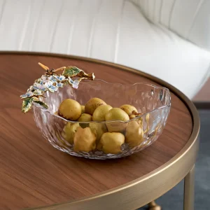 Unique Modern Flower Design Glass Enamel Painting Gift Fresh Dry Fruit Tray Luxury Bowl Plate for Home Office Hotel