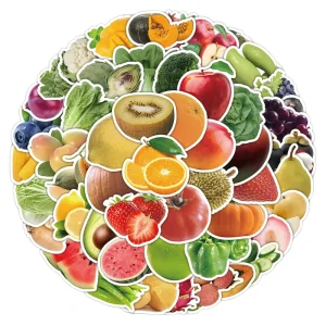 Waterproof Vinyl Fruit Vegetable Stickers, Cute Fresh Fruit Decals for Laptop, Bottle, Journal, Custom Stickers