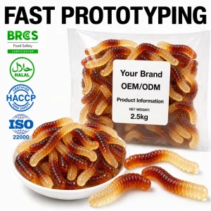 Worm Shaped Sour Sweet Fruit Flavor Halal Candy Gummy Bulk Custom OEM ODM Private Label Manufacturer