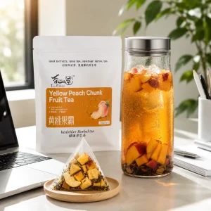 Yellow Peach Chunk Fruit Tea Organic Caffeine Free Cold Brew Bagged Tea With Premium Ingredients