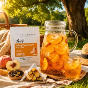 Yellow Peach Fruit Tea 25g Bagged 1000ml Cold Brew Refreshing Sweet Mellow Organic Apple Tea